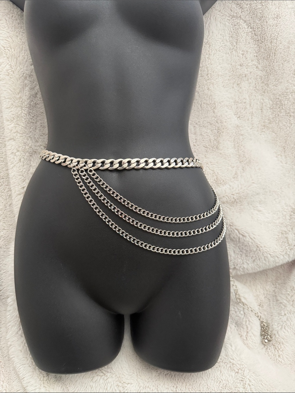 Silver Chain Waist Belt with Draped Chains